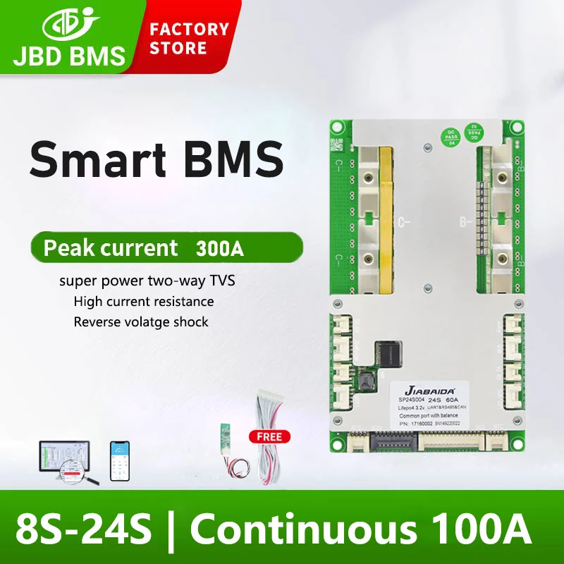 JBD Ʈ BMS   Ƭ ͸ , 8S, 13S, 14S, 16S, 18S, 20S, 22S, 24S, Lifepo4 100A, 48V, 60V, 72V, UART RS485